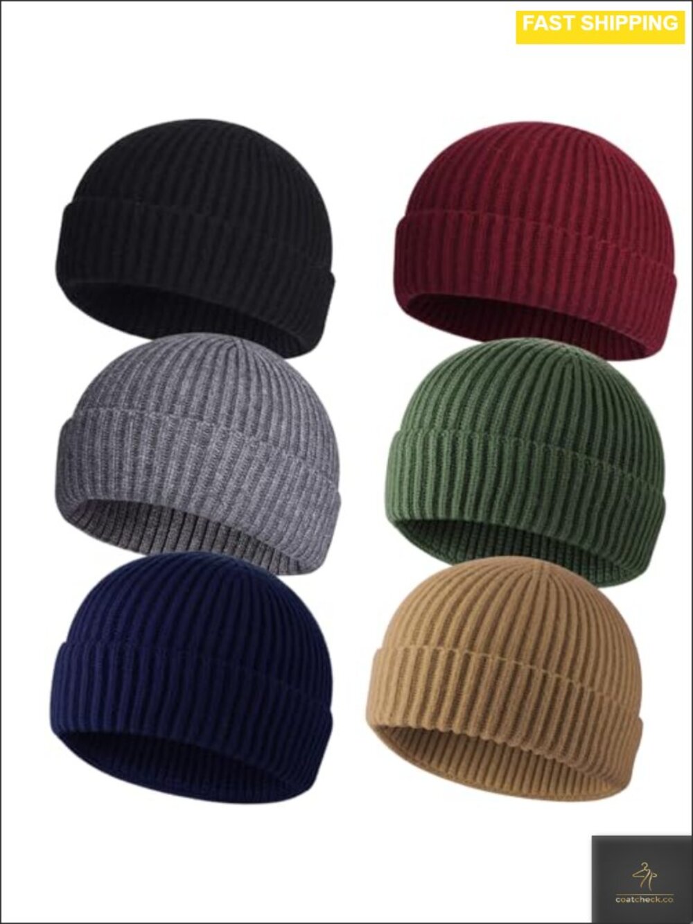 Wool Fisherman Beanie Short Watch Cap Winter Warm Knit Hat